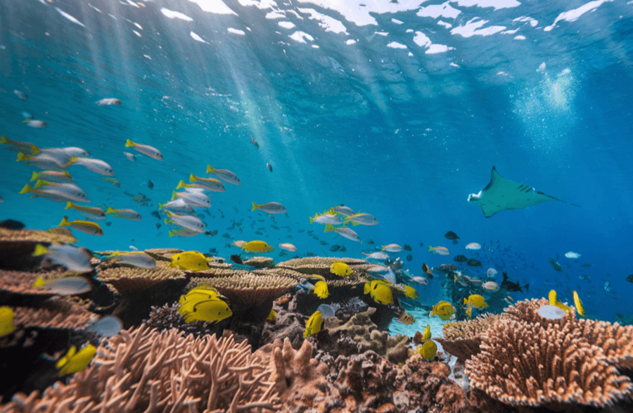 underwater scene at ningaloo reef