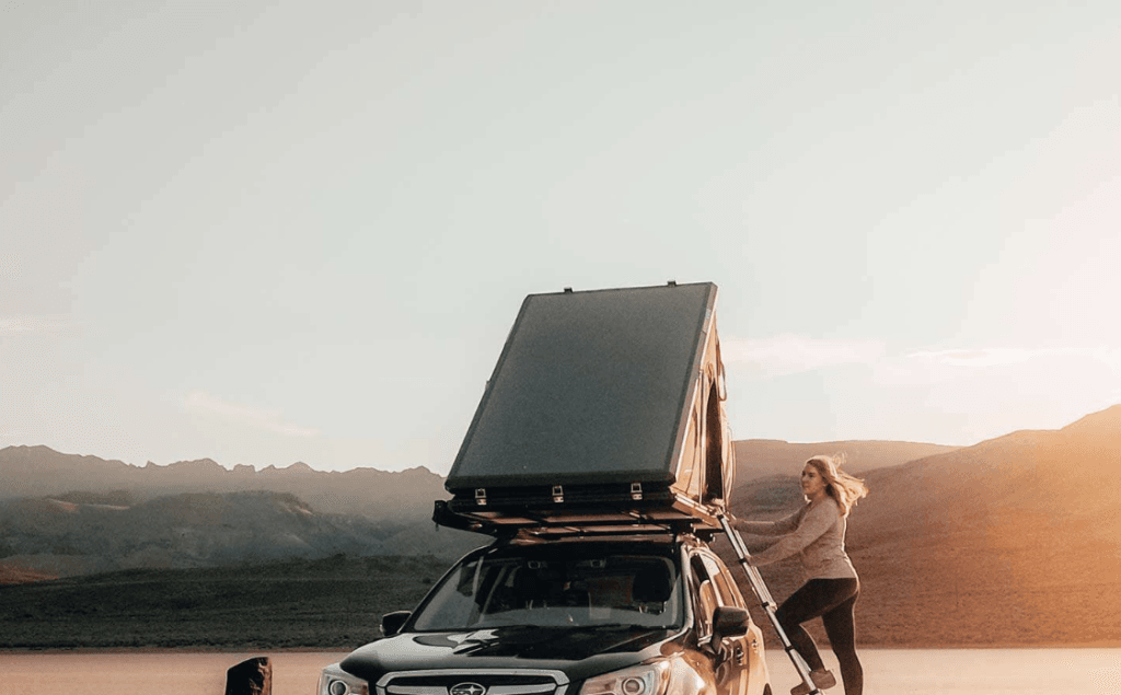sleeping in rooftop tent outback