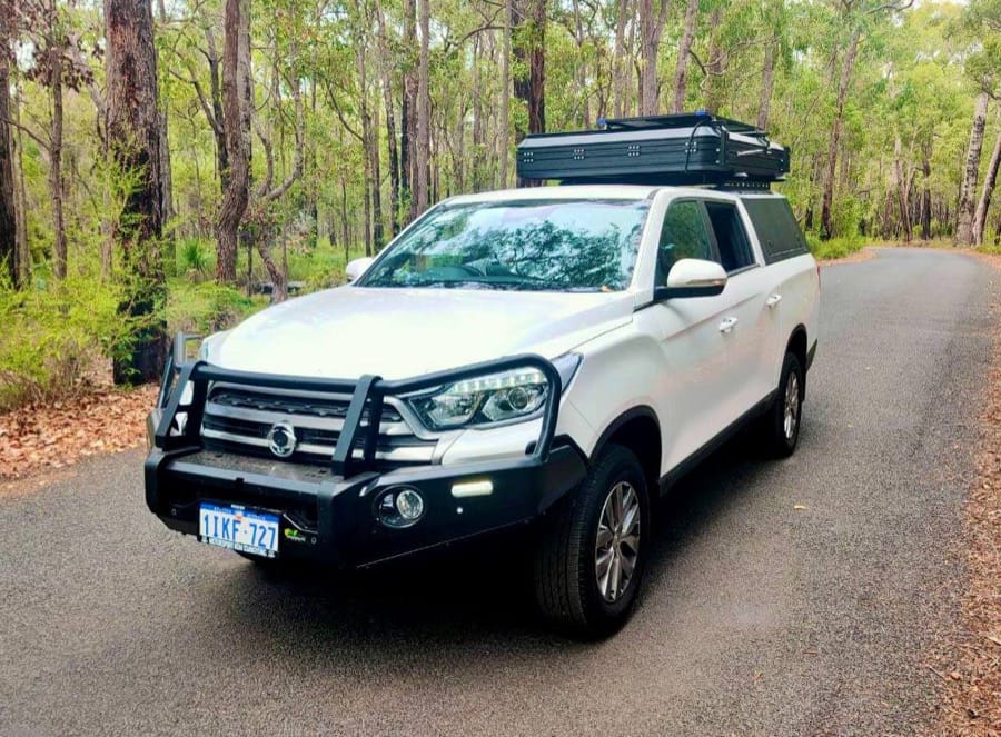 Off-road camper parked on a karri forest road in South West WA