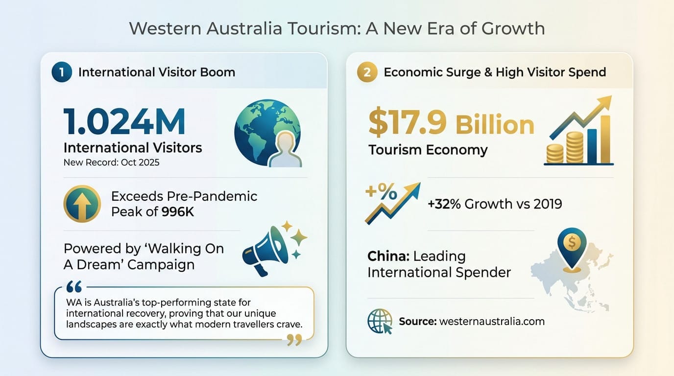 Western Australia tourism growth chart showing record international visitors in 2026