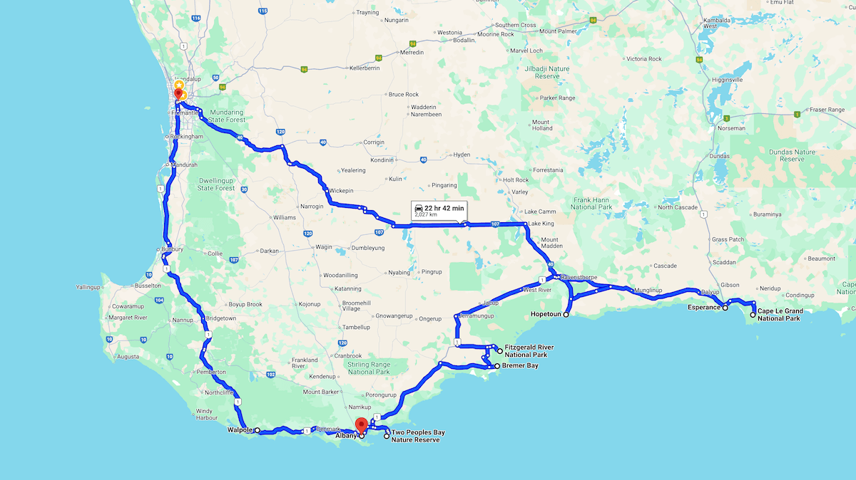 esperance alabany denmark loop from perth